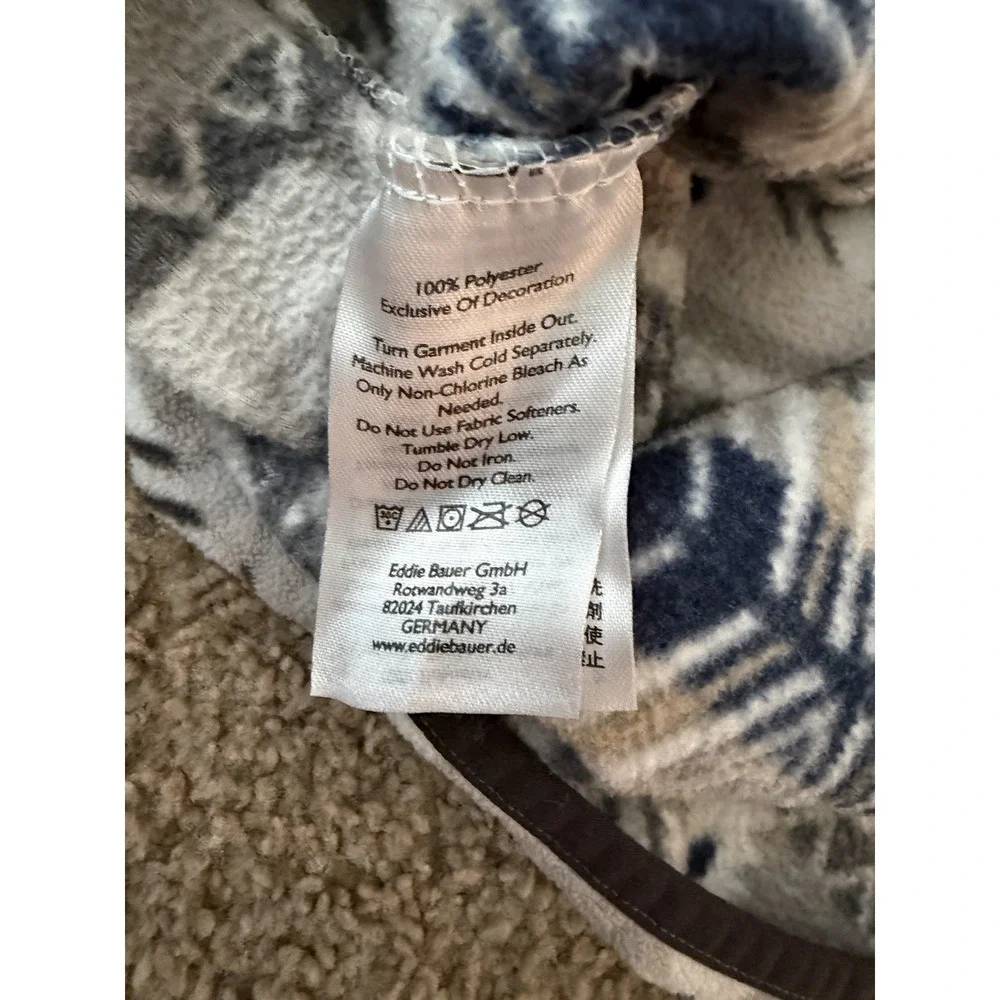 Eddie Bauer Mens XL Pullover Fleece Aztec White Blue Gray Crew Neck Soft Warm - Picture 5 of 7